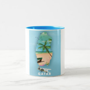 Tasse 2 Couleurs Impression d'affiche de voyage illustrée du Qatar