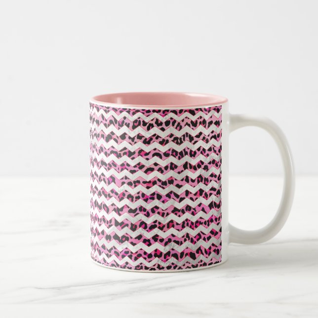 Tasse 2 Couleurs Impression léopard noir et rose chaud (Droit)