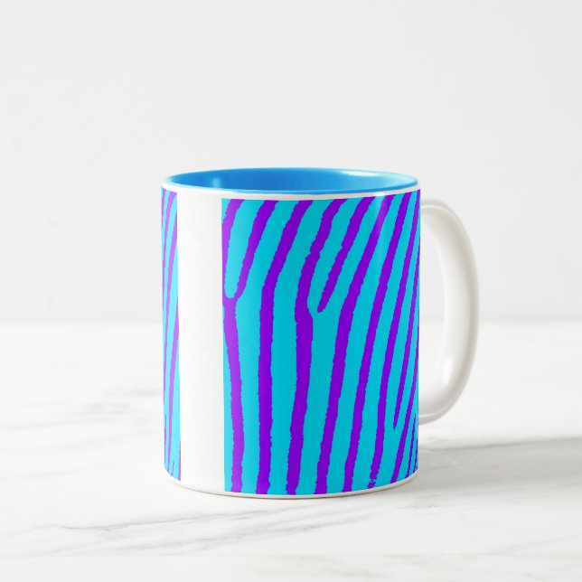 Tasse 2 Couleurs Impression Zebra (bleu et violet) (Devant droit)