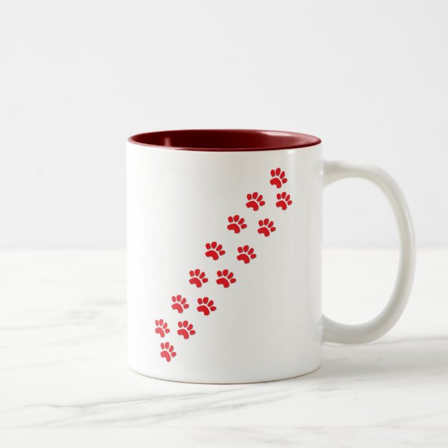 Tasse 2 Couleurs Imprimantes de pattes de chien (Droit)