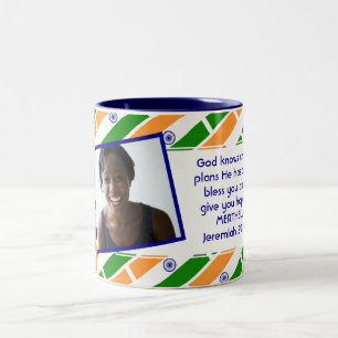Tasse 2 Couleurs INDIA FLAG Modèle photo Ajouter votre texte