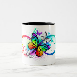 Tasse 2 Couleurs Infini lumineux avec papillon arc-en-ciel