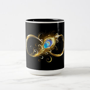 Tasse 2 Couleurs Infinité avec plume de paon doré
