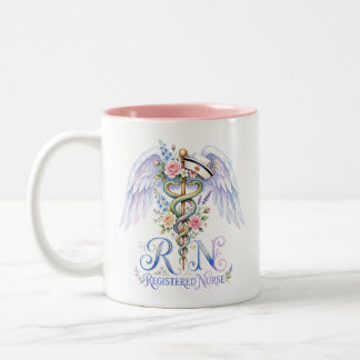 Tasse 2 Couleurs Infirmière diplômée RN ailes d'ange aquarelle flor