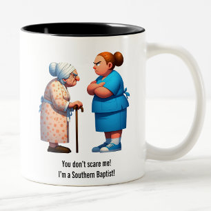 Tasse 2 Couleurs Infirmière Face-Off Avec Granny Fatigué