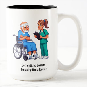 Tasse 2 Couleurs Infirmière faisant face à un patient âgé imbu de l