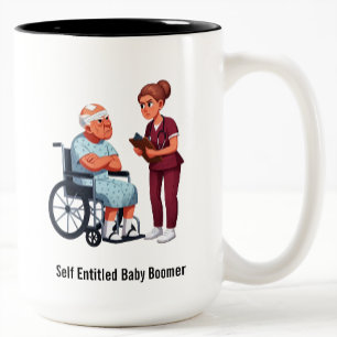 Tasse 2 Couleurs Infirmière faisant face à un patient âgé imbu de l
