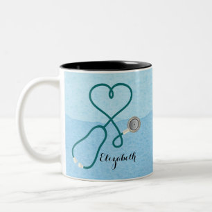 Tasse 2 Couleurs Infirmière moderne Monogramme de docteur en médeci