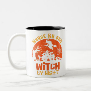 Tasse 2 Couleurs Infirmière par jour sorcière par nuit Hallowee Vin