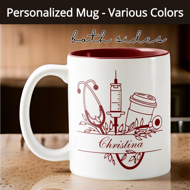 Tasse 2 Couleurs Infirmière personnalisée Mug, Félicitations Étudia (nurse grad mug, nurse friend gift, nurse practitioner mug, registered nurse gift, nurse school gift)