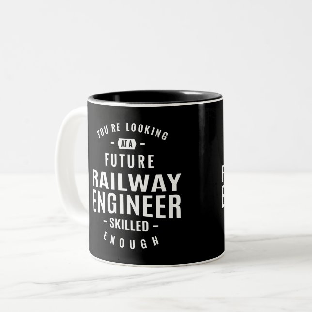 Tasse 2 Couleurs Ingénieur ferroviaire (Devant gauche)