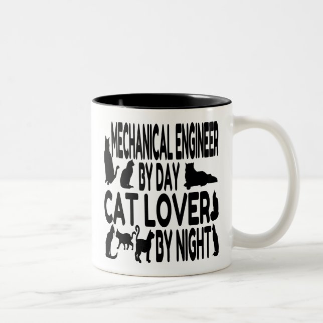 Tasse 2 Couleurs Ingénieur mécanique Amoureux des chats (Droit)