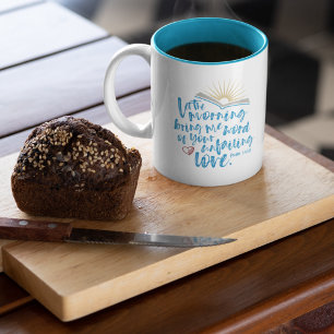 Tasse 2 Couleurs INJUSTE AMOUR Psaume Bible Écriture Bleu clair