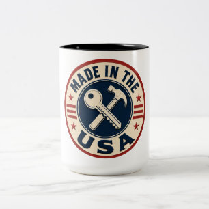 Tasse 2 Couleurs Insigne patriotique "Fabriqué aux États-Unis" vint
