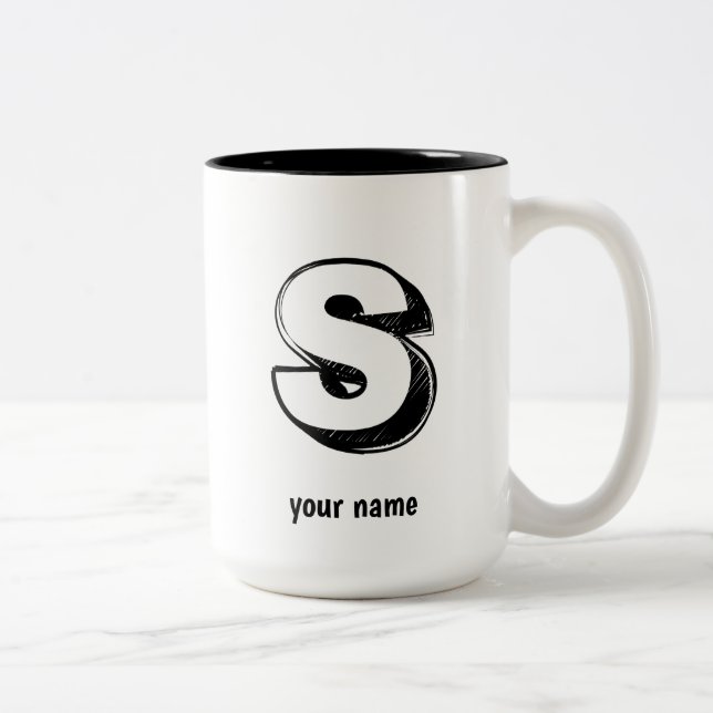 Tasse 2 Couleurs intelligent et raffiné S &nom (Droit)