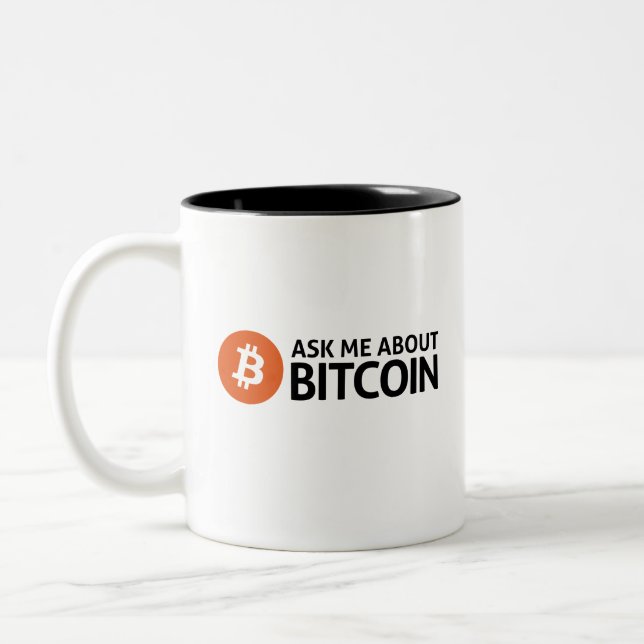 Tasse 2 Couleurs Interrogez-moi au sujet du bitcoin (Gauche)