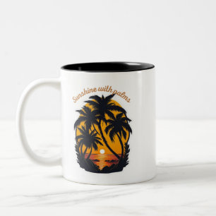 Tasse 2 Couleurs Invitations Soleil & Palmiers – Élégance Tropicale