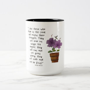 Tasse 2 Couleurs Isaïe 4031 Écriture avec Hibiscus pourpre
