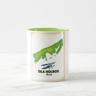 Tasse 2 Couleurs Isla Holbox Mexique affiche de voyage