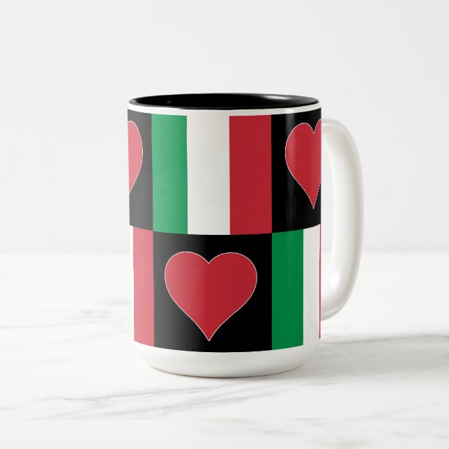 Tasse 2 Couleurs Italie Drapeau Coeur Motif Patriotique Italien Pri (Devant droit)