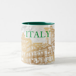 TASSE 2 COULEURS ITALIE, FAUX GOLD+MARBLE VOYAGEURS SOUVENIRS