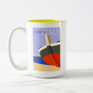 Tasse 2 Couleurs Italie Retro Vintage Italien Beach Travel Poster
