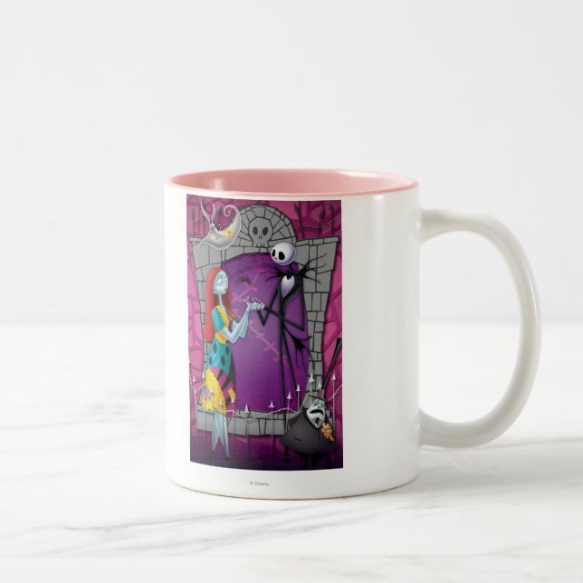 Tasse 2 Couleurs Jack et Sally tenant les mains (Droit)