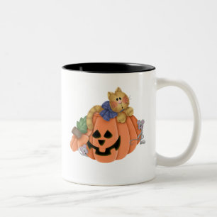 Tasse 2 Couleurs Jack-o'-lantern avec le chat et les souris