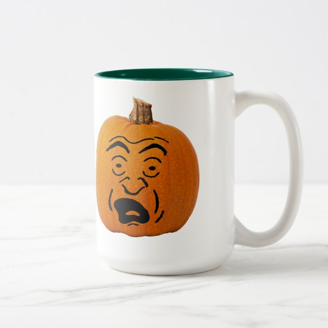 Tasse 2 Couleurs Jack o' Lantern face effrayé, Citrouille d'Hallowe (Droit)