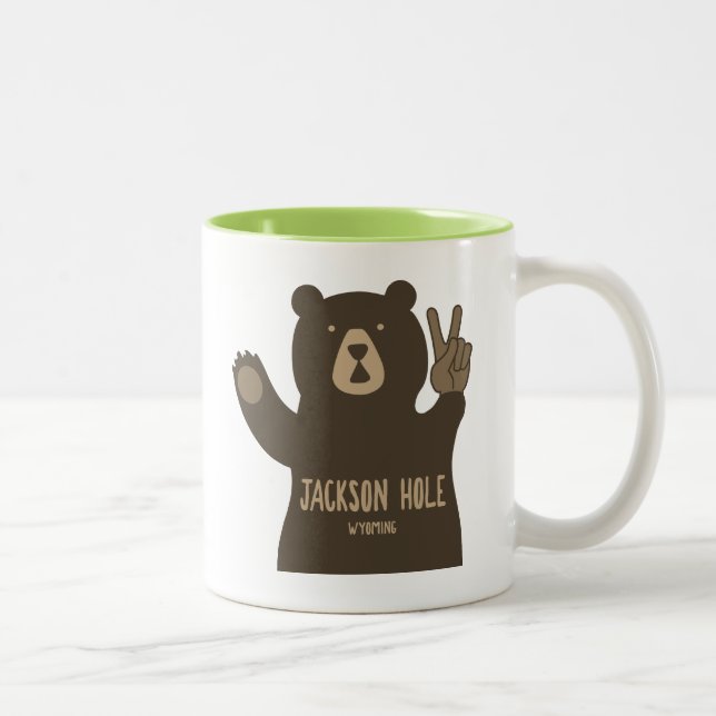Tasse 2 Couleurs Jackson Hole Wyoming Peace Bear (Droit)