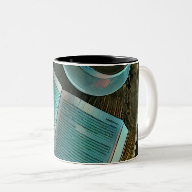 Tasse 2 Couleurs J'adore le café et les livres (Devant droit)