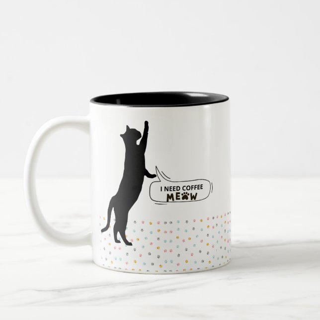 Tasse 2 Couleurs J'ai besoin de café MEOW (Gauche)