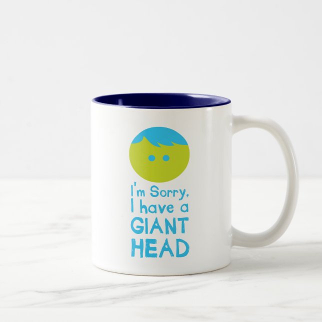 Tasse 2 Couleurs J'ai une tête géante (Droit)