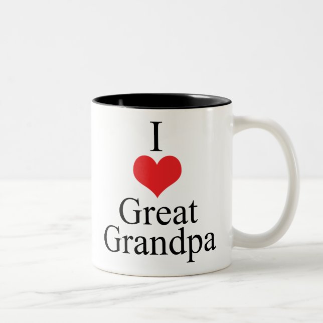 Tasse 2 Couleurs J'aime (coeur) le grand grand-papa (Droit)