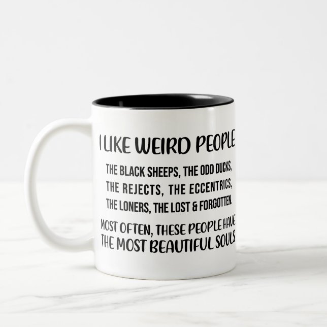 Tasse 2 Couleurs J'aime de personnes étranges. Les moutons noirs, (Gauche)