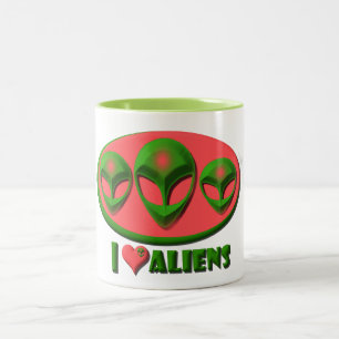 Tasse 2 Couleurs J'aime des aliens