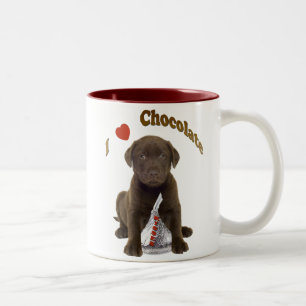 Tasse 2 Couleurs J'aime des baisers de chocolat (le chiot de