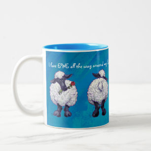 Tasse 2 Couleurs J'aime des moutons de têtes et de queues de brebi