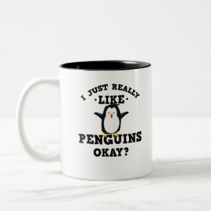Tasse 2 Couleurs J'aime juste vraiment la citation de pingouins