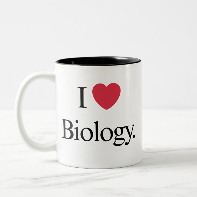 Tasse 2 Couleurs J'aime la biologie (Gauche)