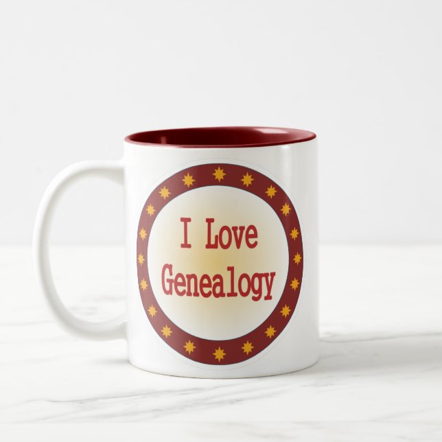 Tasse 2 Couleurs J'aime la généalogie (Gauche)