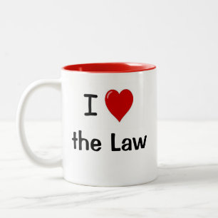Tasse 2 Couleurs J'aime la loi - Drôle avocat citant