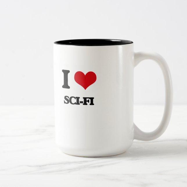 Tasse 2 Couleurs J'aime la science fiction (Droit)