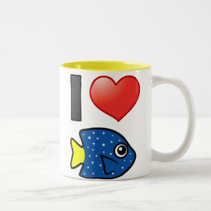 Tasse 2 Couleurs J'aime le Damselfish à queue jaune