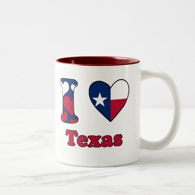Tasse 2 Couleurs J'aime le Texas (Droit)