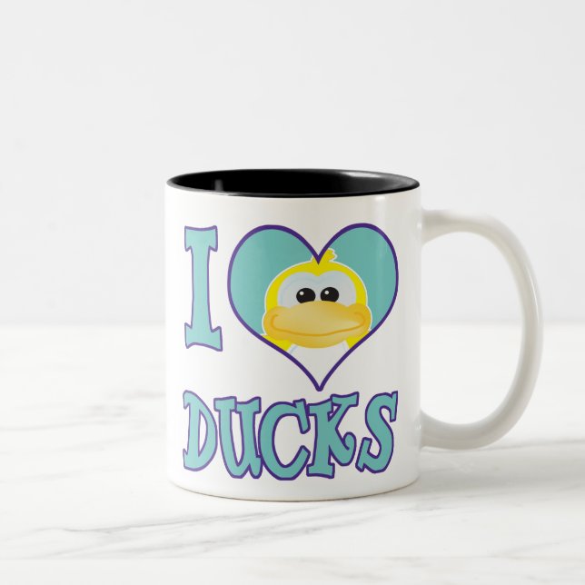 Tasse 2 Couleurs J'aime les canards (Droit)