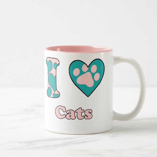 Tasse 2 Couleurs J'aime les chats (Droit)
