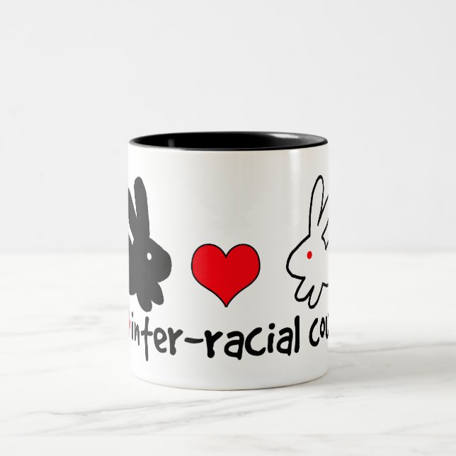 Tasse 2 Couleurs J'aime les couples Inter-raciaux (Centre)