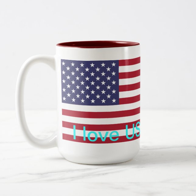 Tasse 2 Couleurs J'aime les Etats-Unis (Gauche)