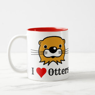 Tasse 2 Couleurs J'Aime Les Loutres. Conservation de la faune